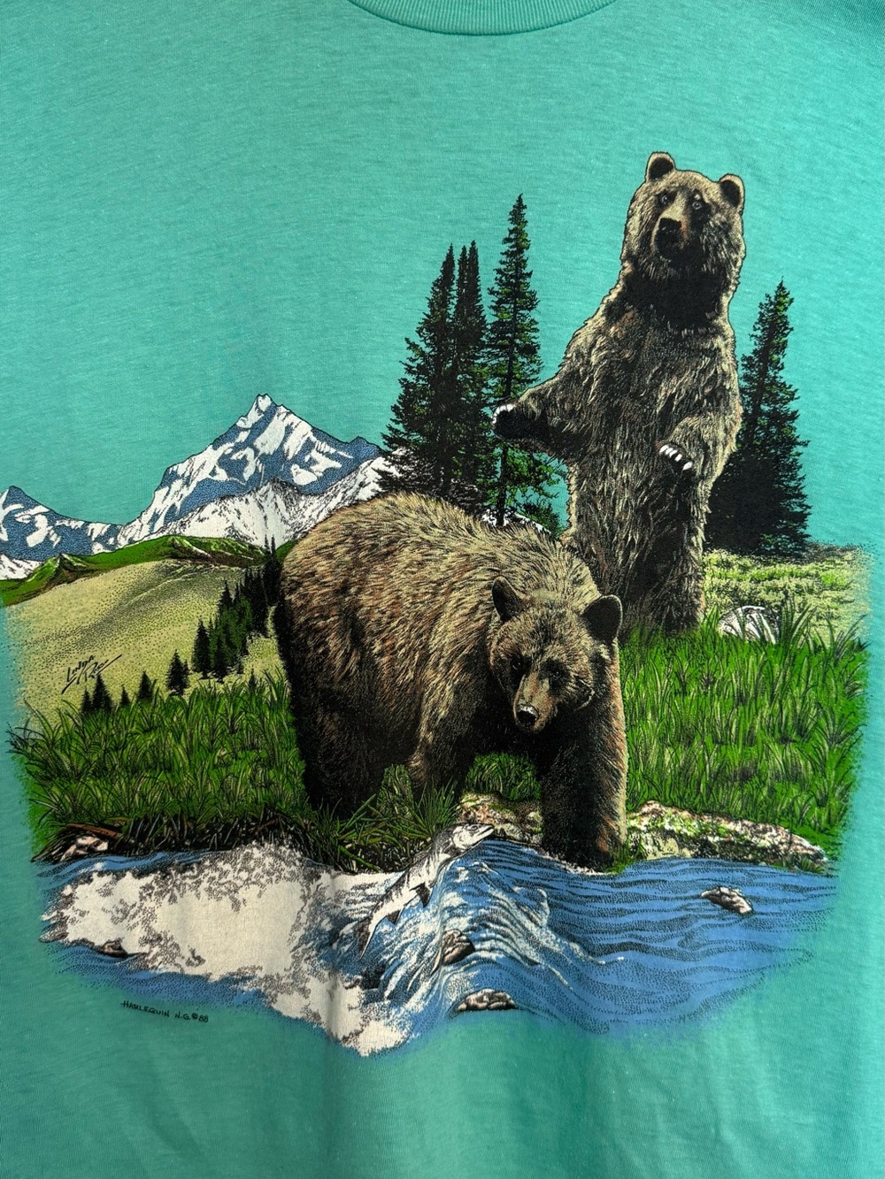 Vintage 80s Grizzly Bear Single Stitch Wildlife Graphic T-Shirt L - Picture 2 of 2
